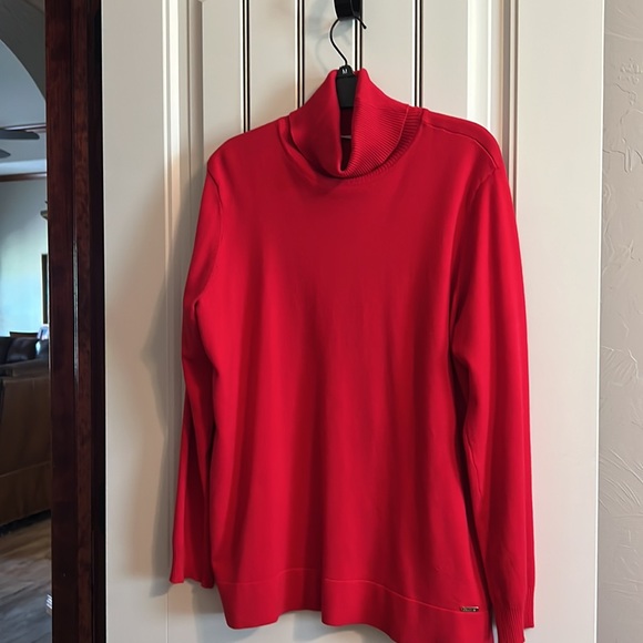 Calvin Klein Turtleneck Sweater in a Pretty Clear Red. - Picture 1 of 5